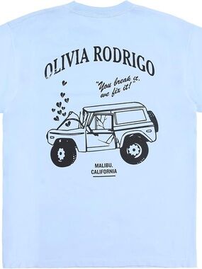 Olivia Rodrigo Light Blue Graphic Short Sleeve Tee
